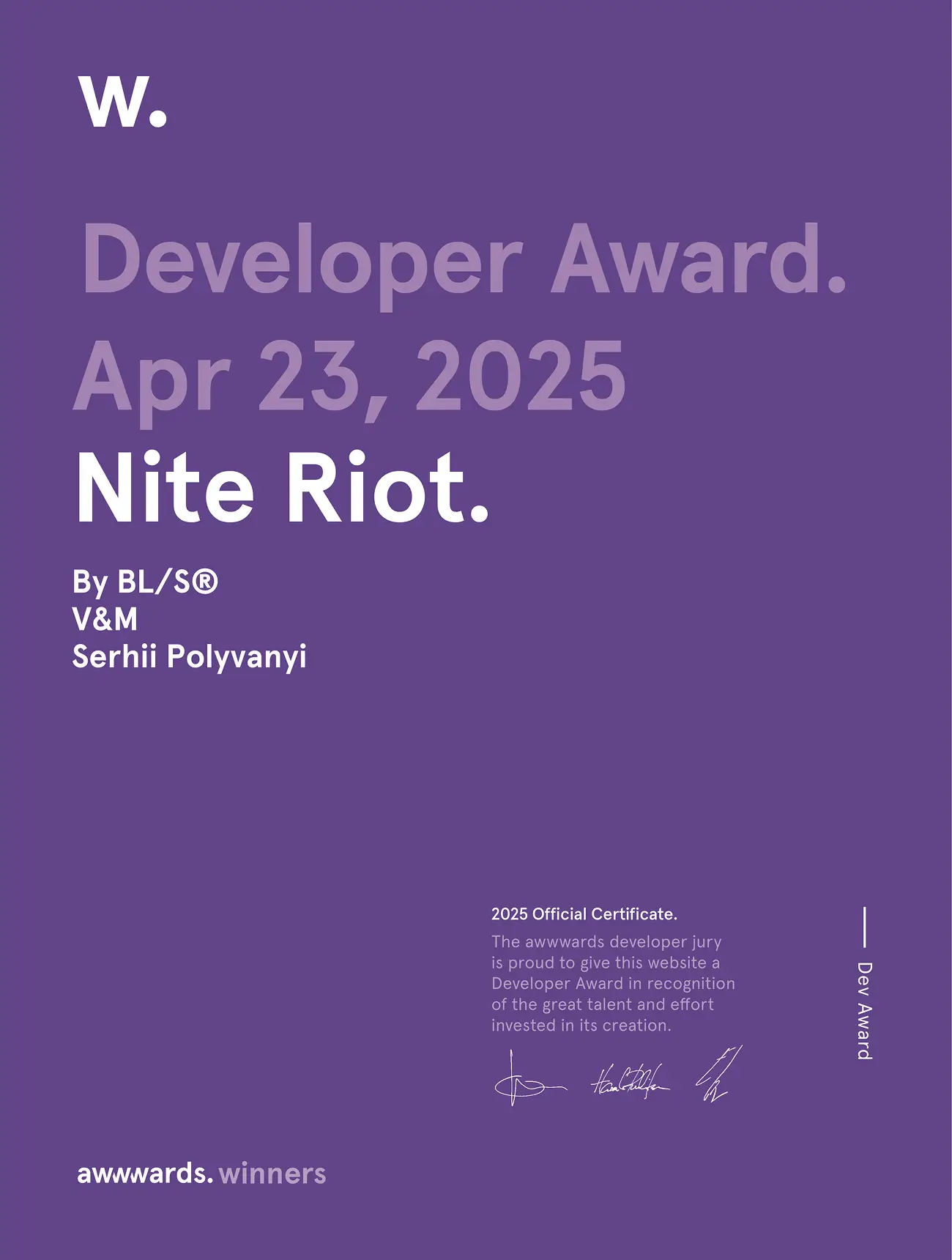 Developer Award